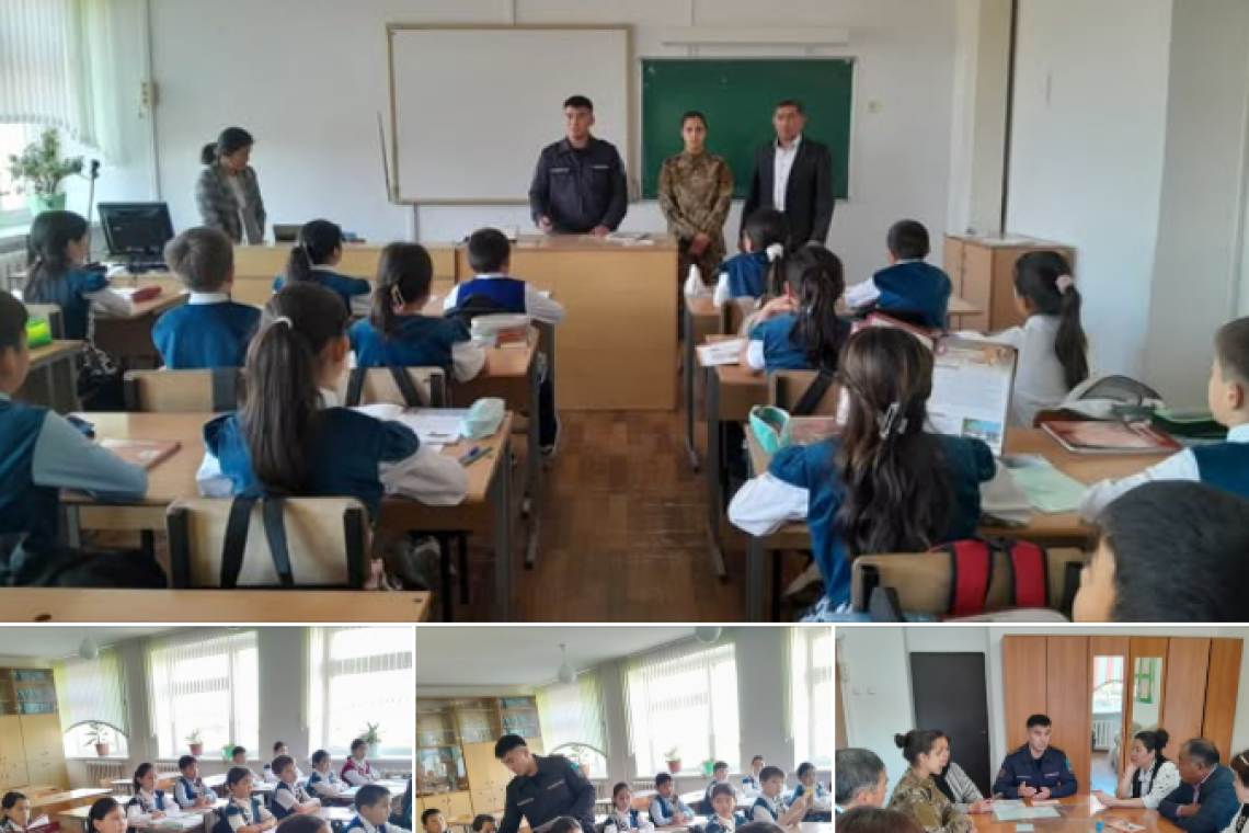 Төтенше жағдайлардың алдын-алу, өрт қауіпсіздіктерін сақтау, оқушыларға қауіпсіздік шараларын ұғындыру мақсатында ауданымыздың ТЖБ қызметкері, Аға лейтенант Болатов Мақсат Ақылбекұлы мен өрт сөндіру инспекторы Дарья Максимовна Никишина мектеп оқушыларына